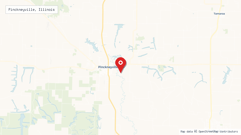Street map of Pinckneyville, Illinois with location pin