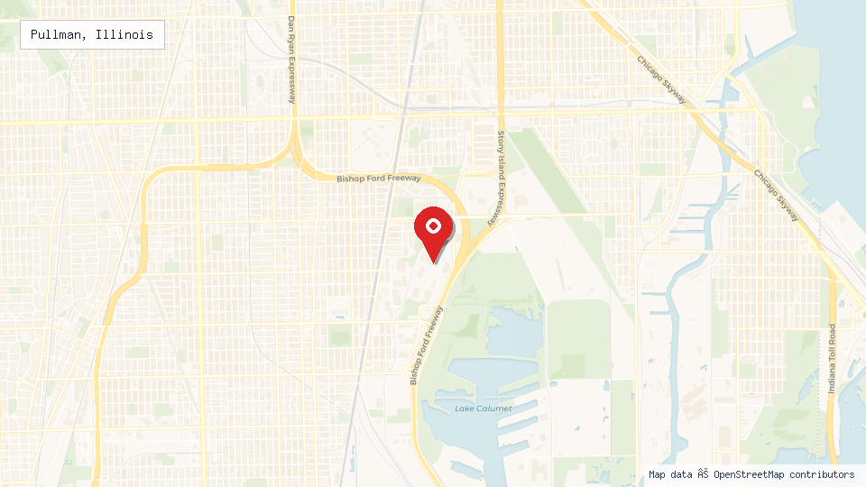 Street map of Pullman, Illinois with location pin