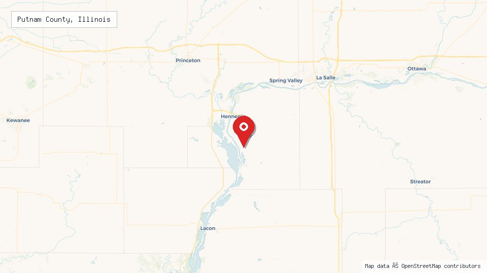 Street map of Putnam County, Illinois with location pin