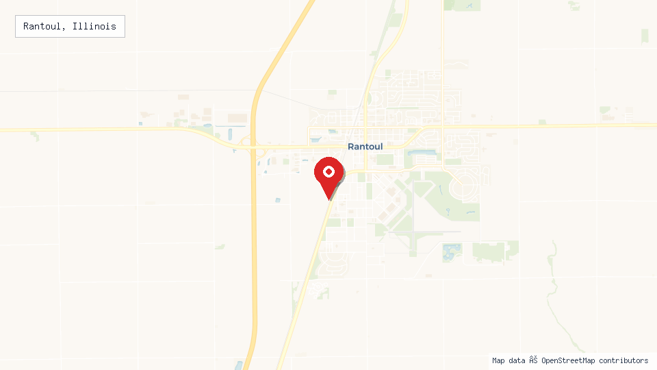Street map of Rantoul, Illinois with location pin