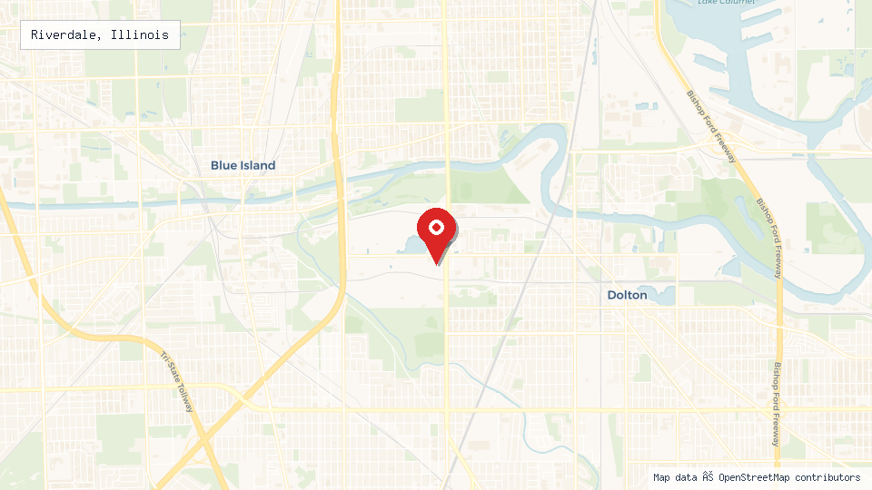 Street map of Riverdale, Illinois with location pin