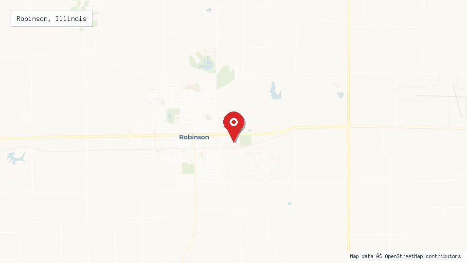 Street map of Robinson, Illinois with location pin