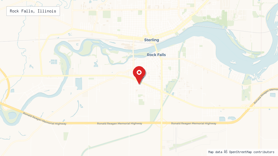 Street map of Rock Falls, Illinois with location pin