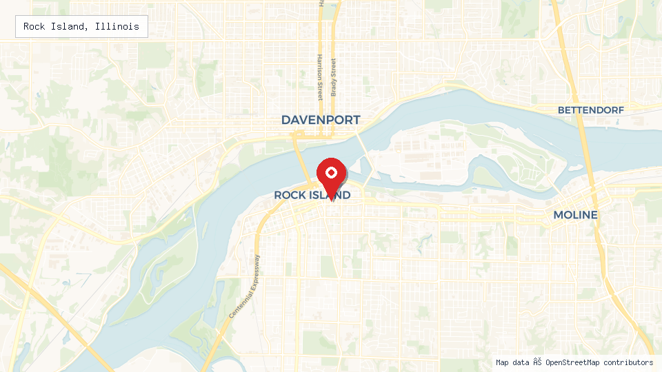 Street map of Rock Island, Illinois with location pin