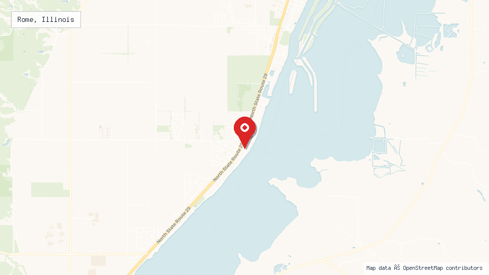 Street map of Rome, Illinois with location pin