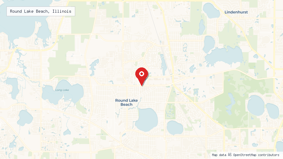 Street map of Round Lake Beach, Illinois with location pin