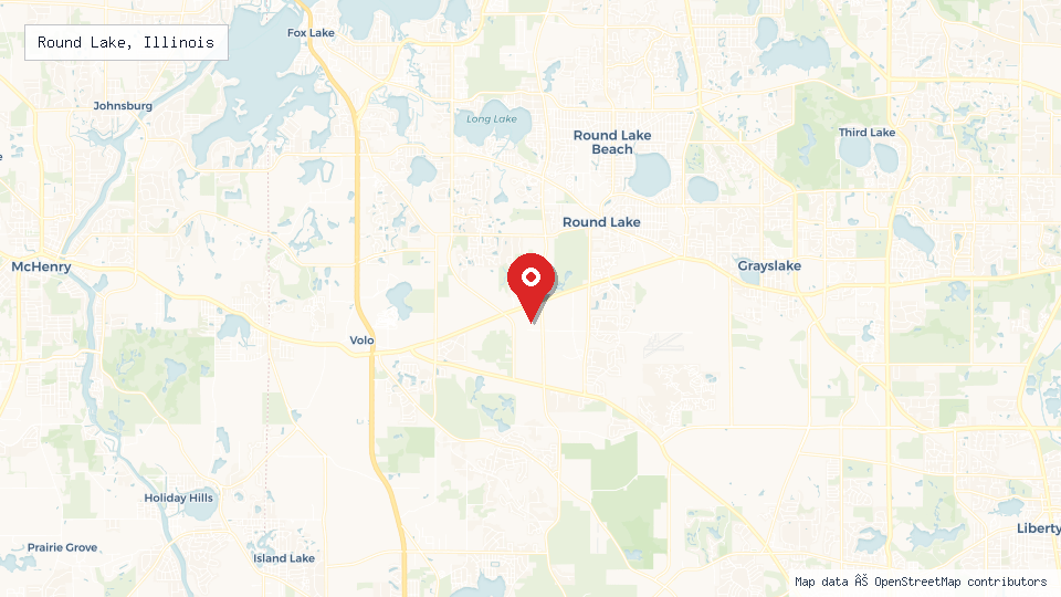 Street map of Round Lake, Illinois with location pin