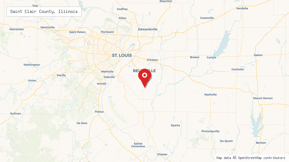 Street map of Saint Clair County, Illinois with location pin
