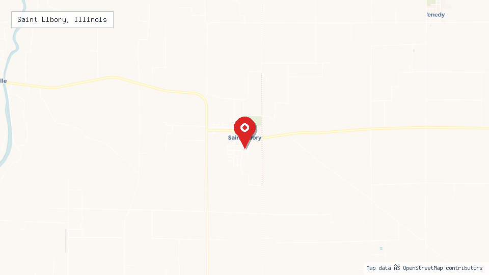 Street map of Saint Libory, Illinois with location pin