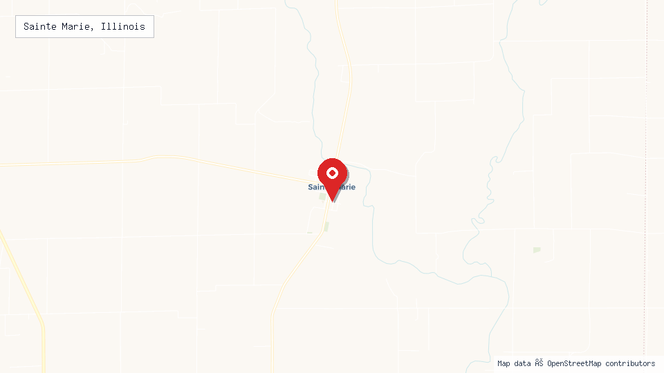 Street map of Sainte Marie, Illinois with location pin
