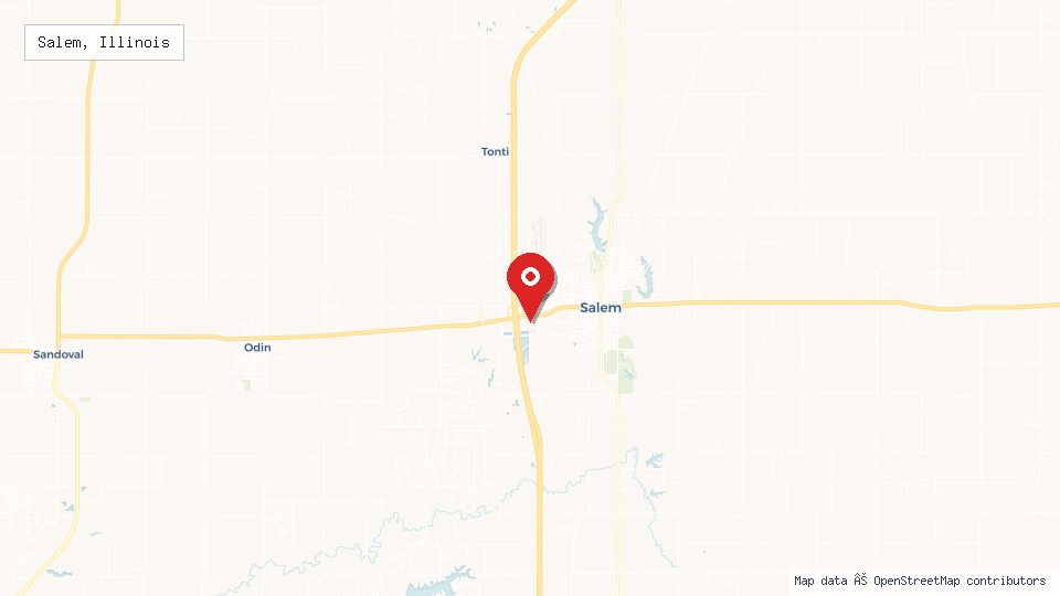 Street map of Salem, Illinois with location pin