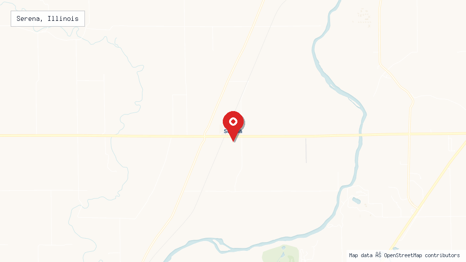 Street map of Serena, Illinois with location pin