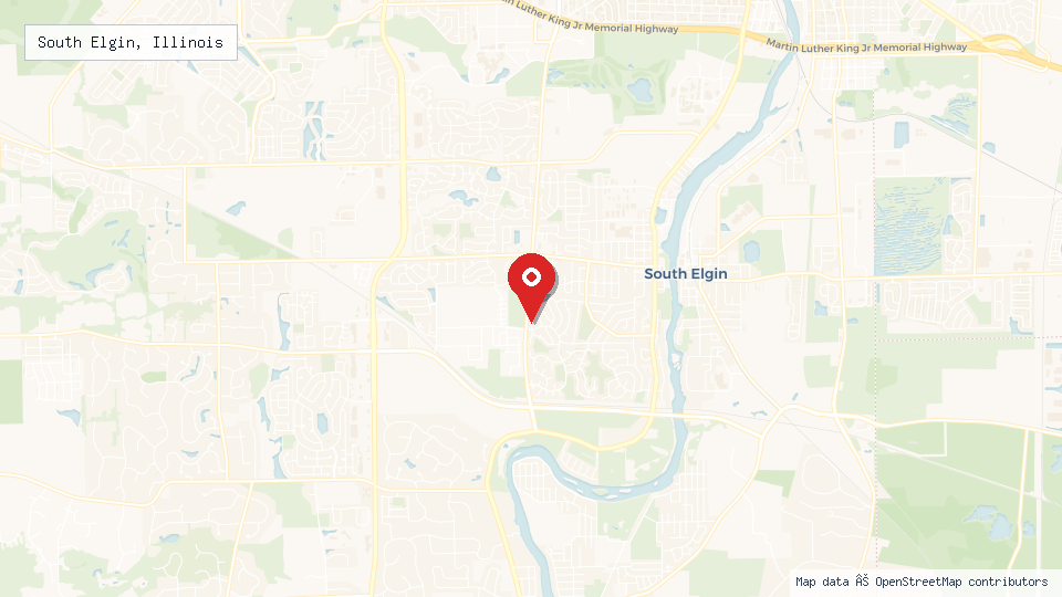 Street map of South Elgin, Illinois with location pin