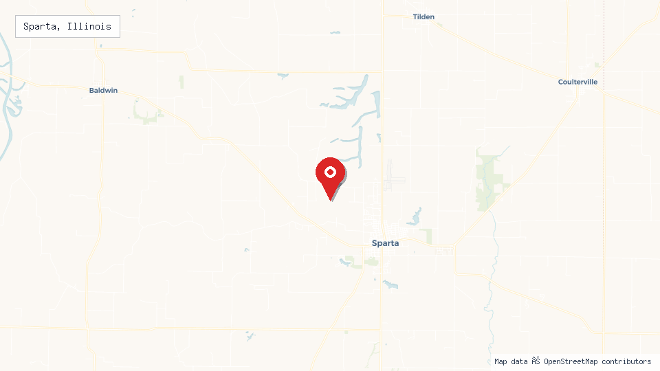 Street map of Sparta, Illinois with location pin