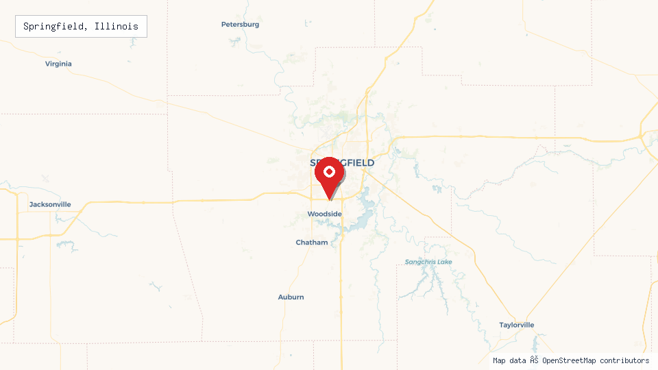 Street map of Springfield, Illinois with location pin
