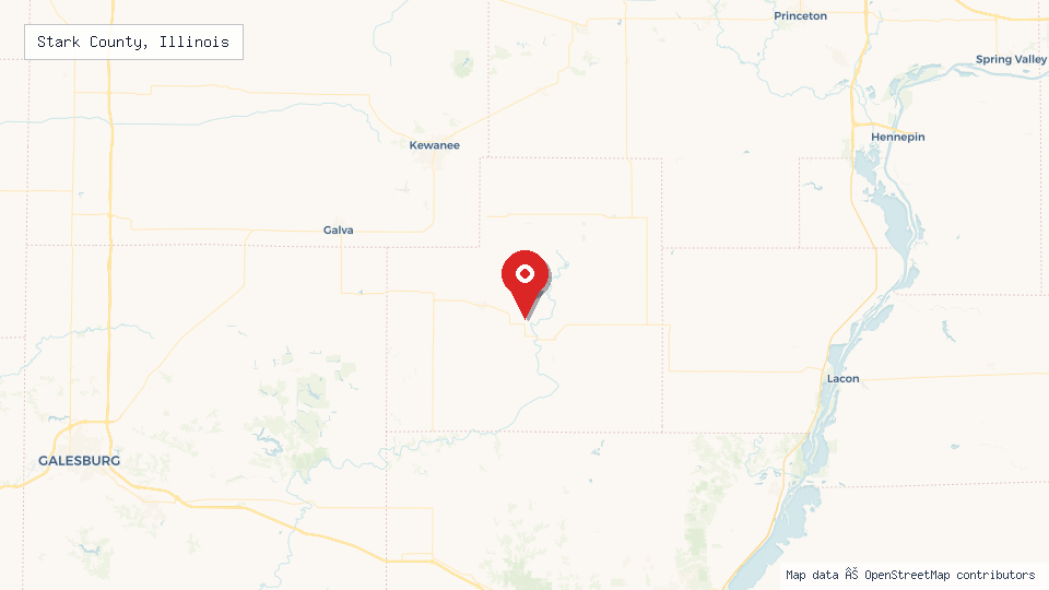 Street map of Stark County, Illinois with location pin