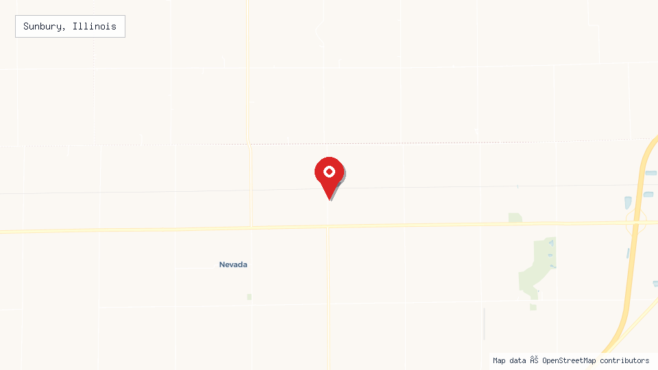 Street map of Sunbury, Illinois with location pin