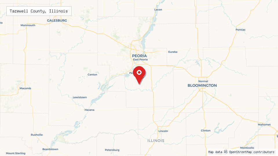 Street map of Tazewell County, Illinois with location pin