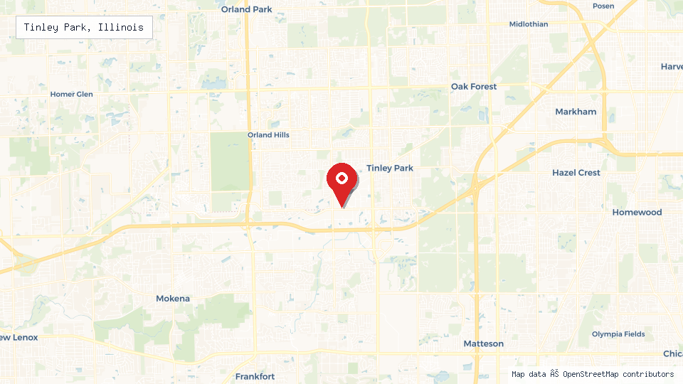 Street map of Tinley Park, Illinois with location pin