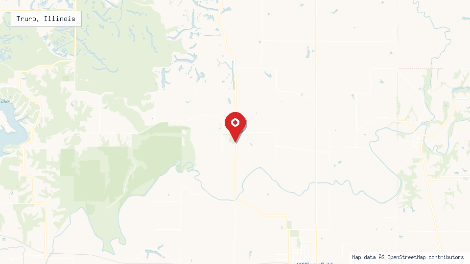 Street map of Truro, Illinois with location pin