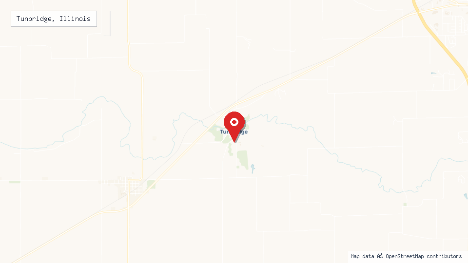 Street map of Tunbridge, Illinois with location pin
