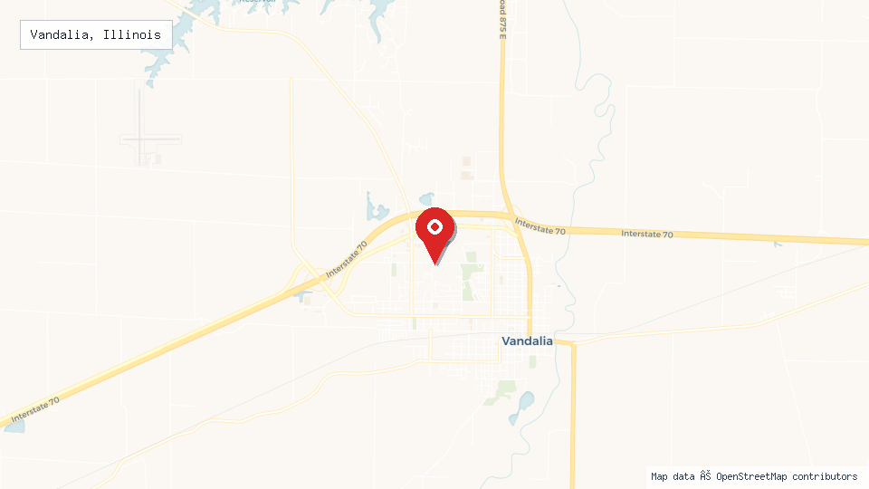 Street map of Vandalia, Illinois with location pin