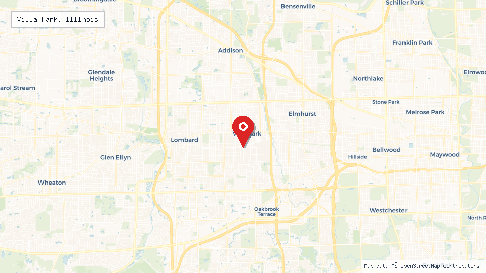 Street map of Villa Park, Illinois with location pin
