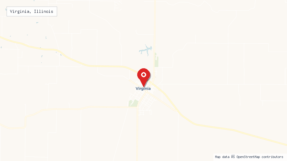 Street map of Virginia, Illinois with location pin