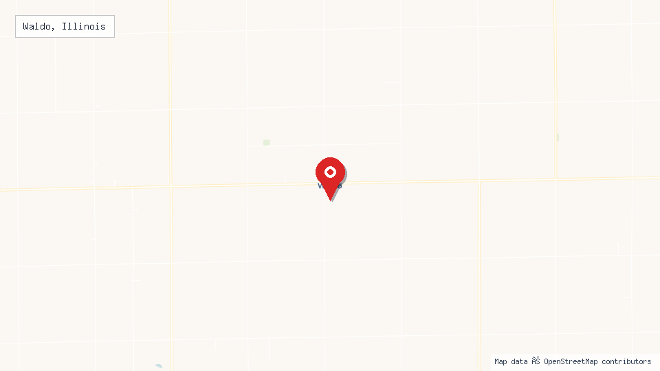 Street map of Waldo, Illinois with location pin