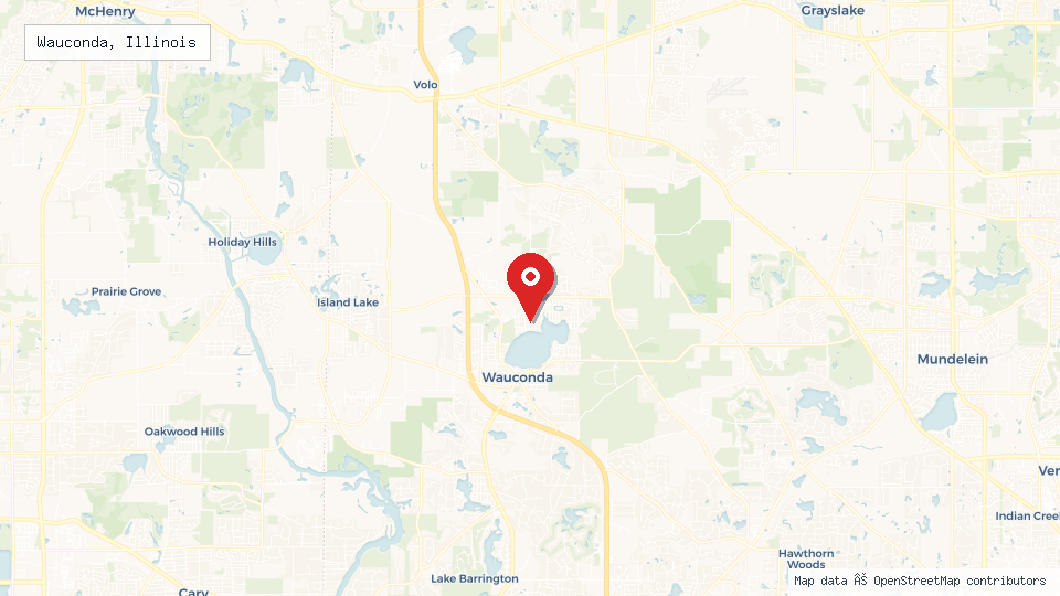 Street map of Wauconda, Illinois with location pin