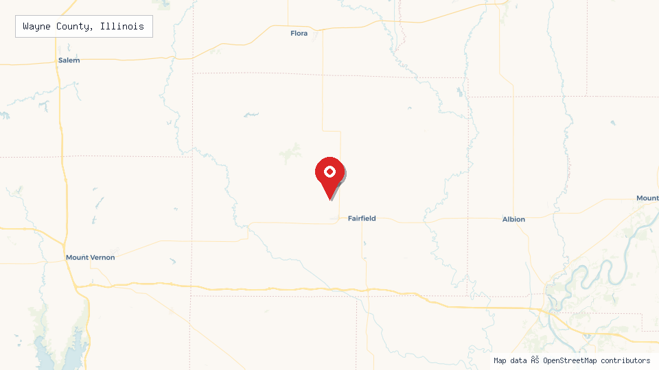 Street map of Wayne County, Illinois with location pin