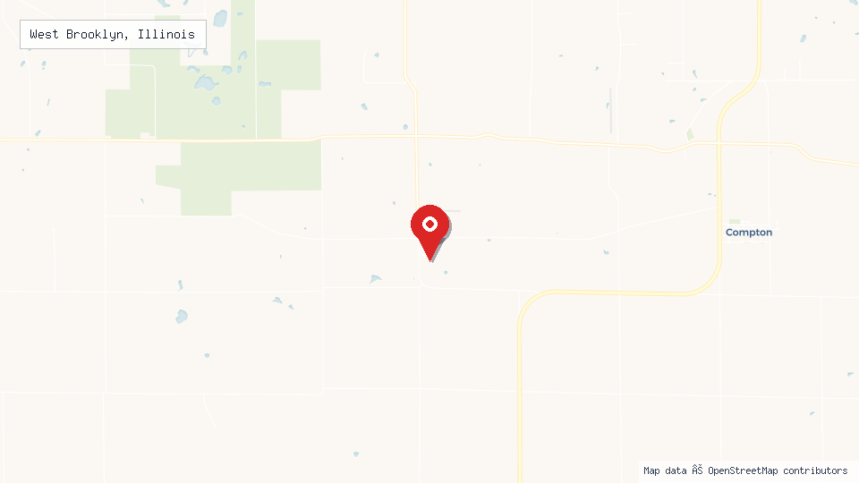Street map of West Brooklyn, Illinois with location pin