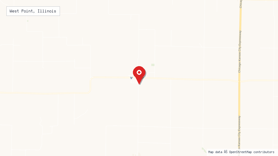 Street map of West Point, Illinois with location pin