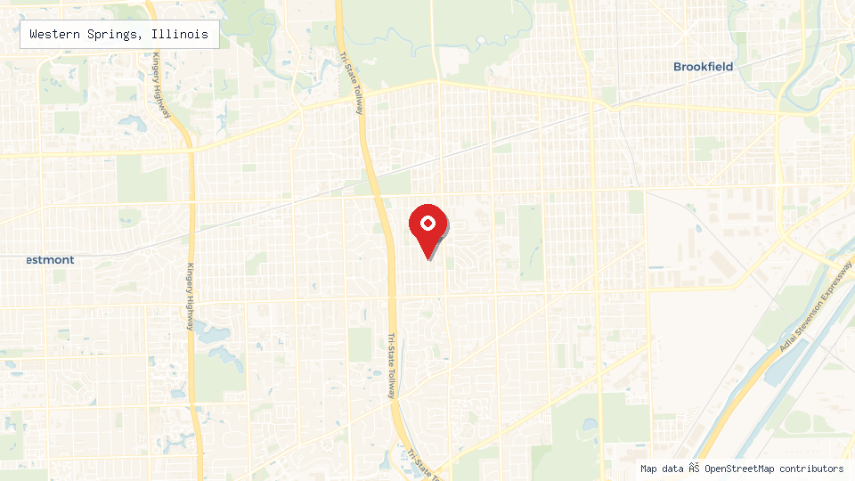 Street map of Western Springs, Illinois with location pin