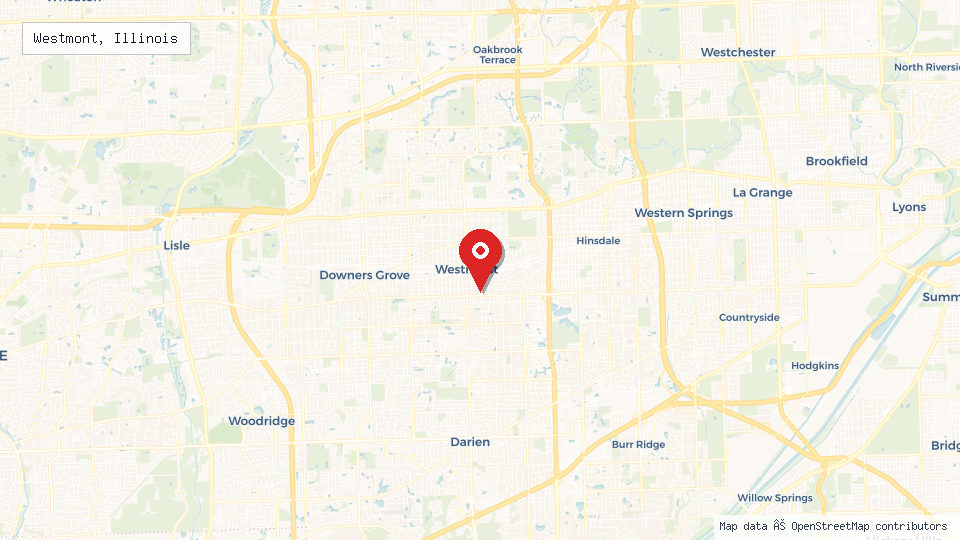 Street map of Westmont, Illinois with location pin