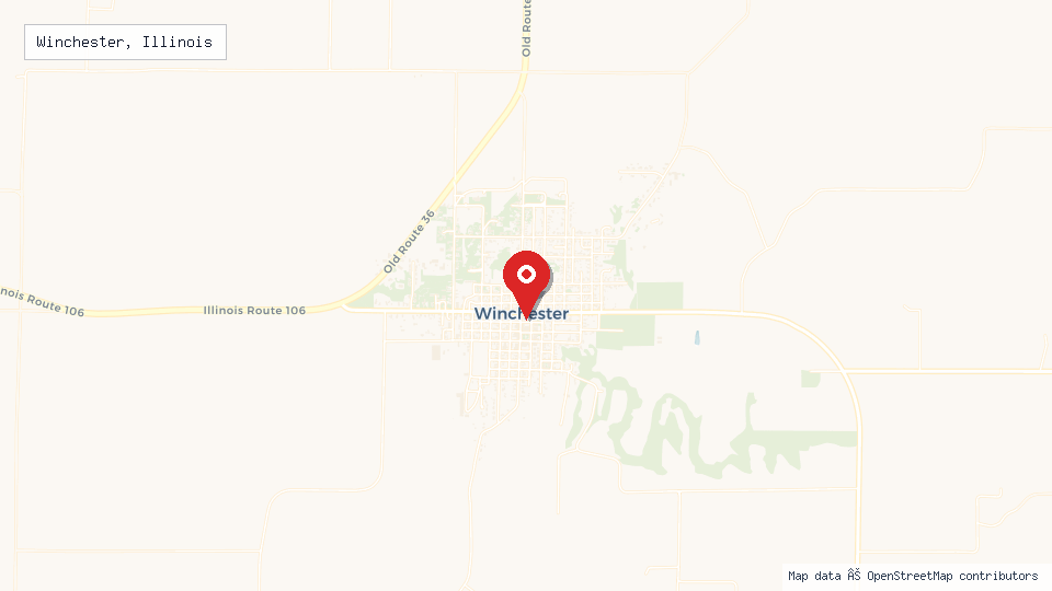 Street map of Winchester, Illinois with location pin