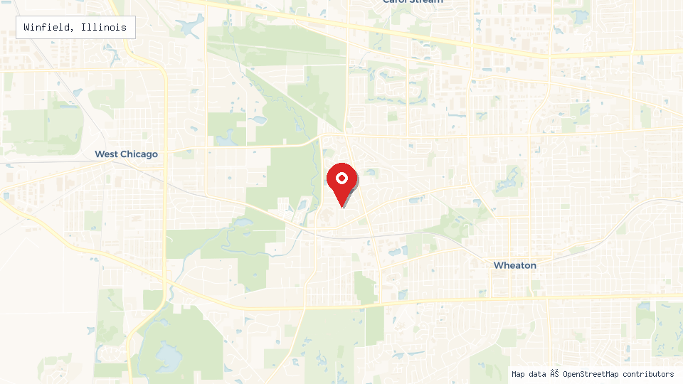 Street map of Winfield, Illinois with location pin