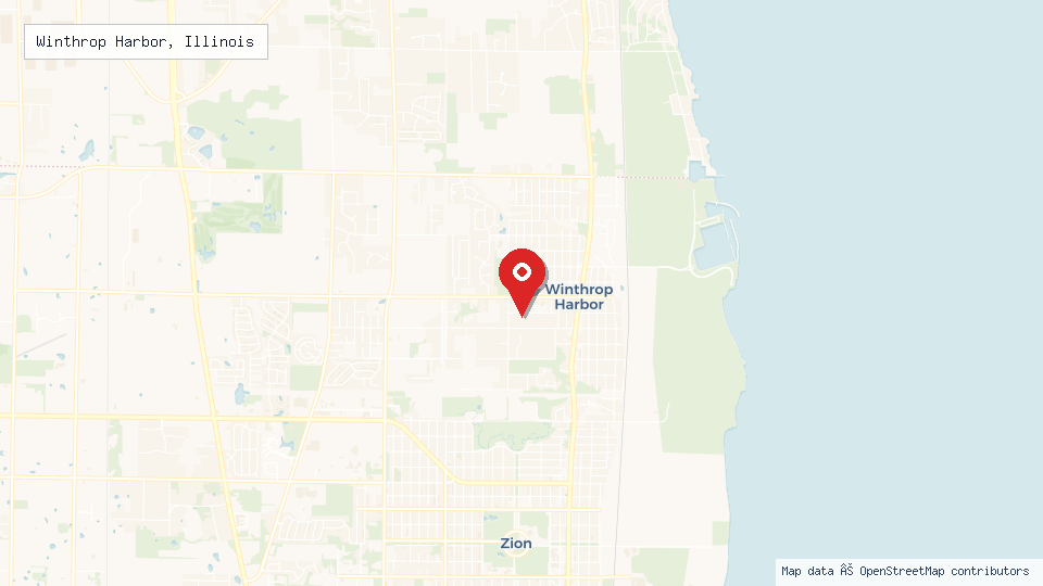 Street map of Winthrop Harbor, Illinois with location pin