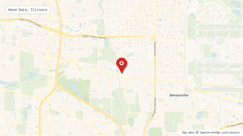 Street map of Wood Dale, Illinois with location pin
