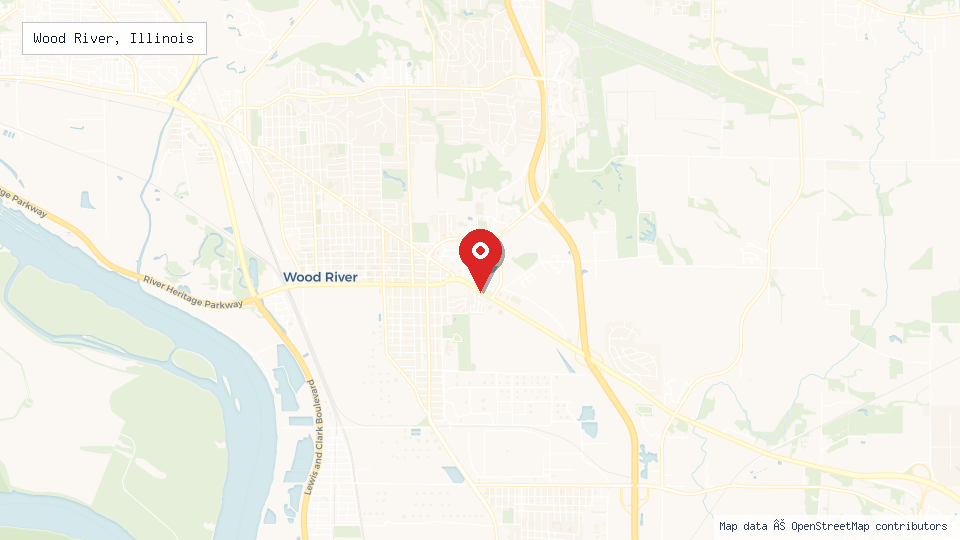 Street map of Wood River, Illinois with location pin