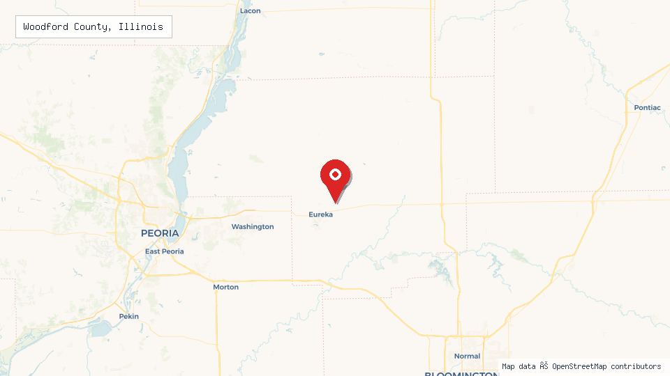 Street map of Woodford County, Illinois with location pin