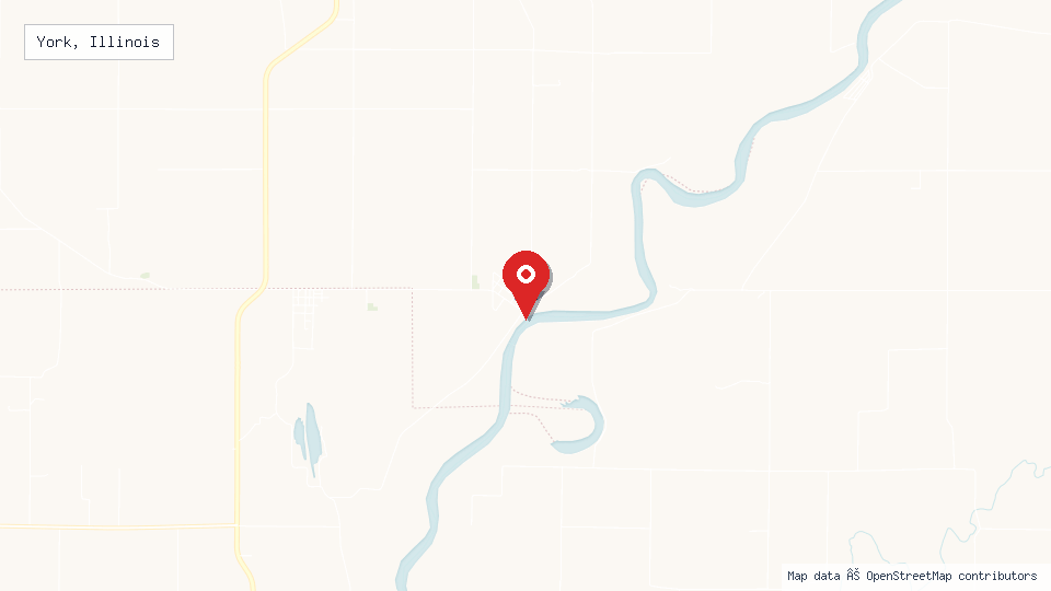 Street map of York, Illinois with location pin