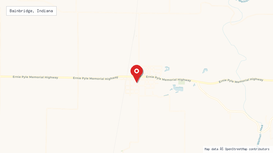 Street map of Bainbridge, Indiana with location pin