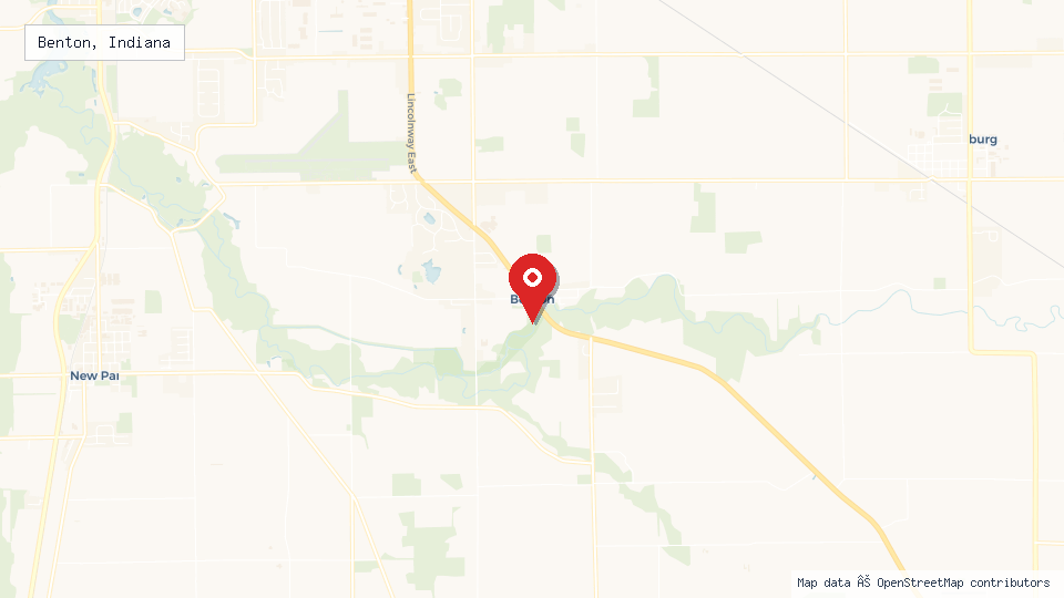 Street map of Benton, Indiana with location pin