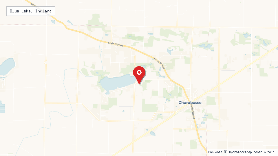 Street map of Blue Lake, Indiana with location pin