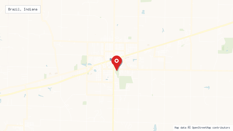 Street map of Brazil, Indiana with location pin