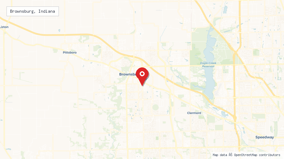 Street map of Brownsburg, Indiana with location pin