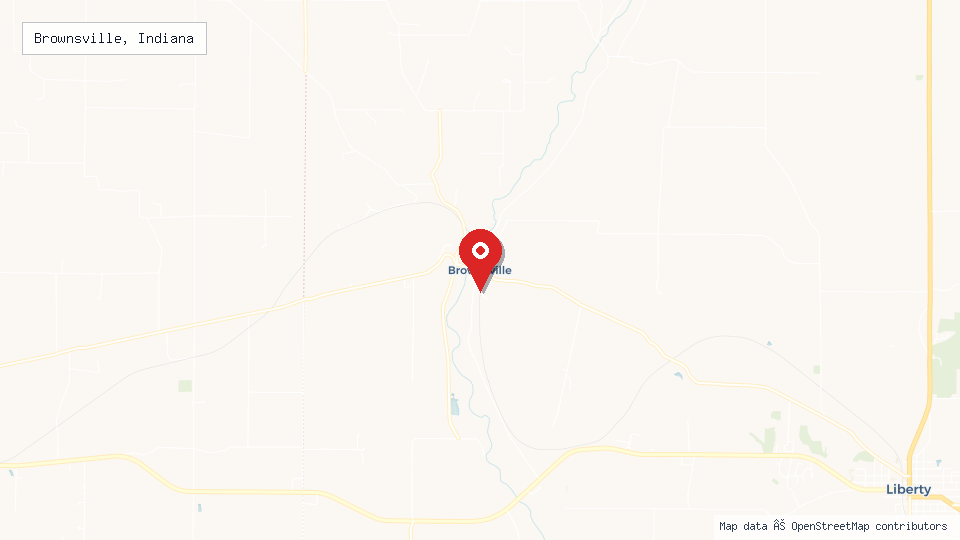 Street map of Brownsville, Indiana with location pin