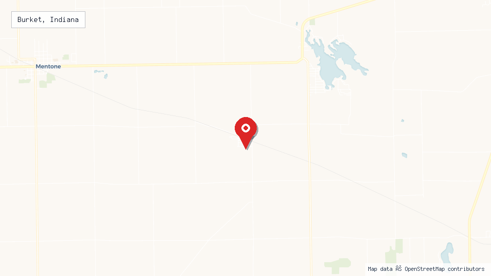 Street map of Burket, Indiana with location pin