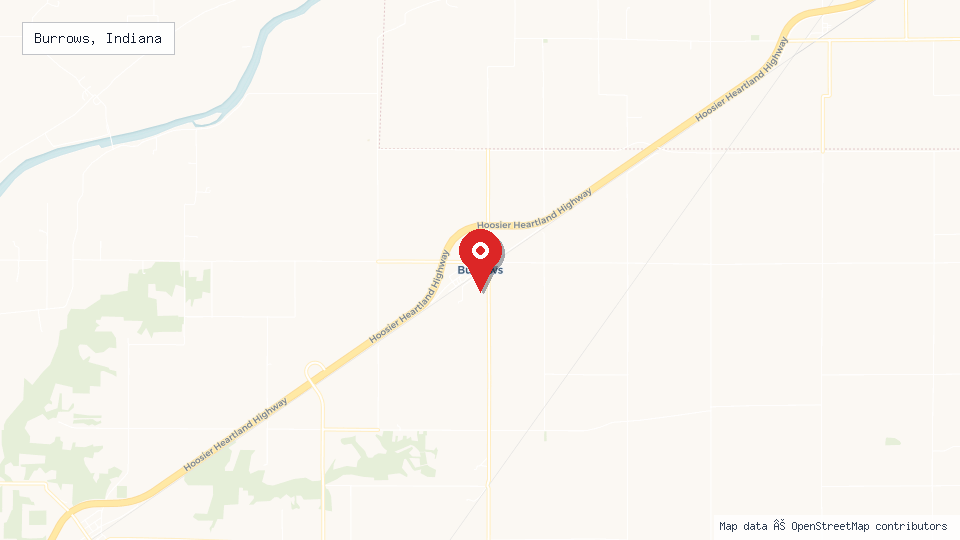 Street map of Burrows, Indiana with location pin